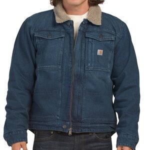 NWT! Men’s CARHARTT Sherpa Denim Jacket! Size M, Relaxed fit, tons of pockets!